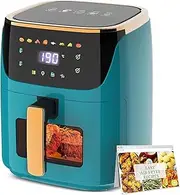 Advwin Air Fryer, 8L Digital XXL Oil-Less Air Fryer, 8 Presets Healthy Electric Cooker LED Touch Digita Screen Kitchen Oven | Nonstick Green | Electronic Recipe