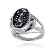 Scorpion Poison Ring - 925 Sterling Silver - Pillbox Rings Creepy Bug Gift