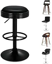 ALFORDSON 2pcs Swivel Bar Stools PU Leather Height Adjustable Counter Dining Chairs with Footrest and Anti-Slip Floor Protector for Home Bar Dining Room (Sade All Black)