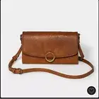 New Universal Thread Brown Tan Vegan Leather Ring Crossbody Bag Purse