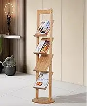 Wooden Magazine Storage Rack Floor Standing, Multi-layer Brochure Holder Display Stand, Publicity Information Holder for Bank/Hospital