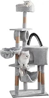 Agility Cat Tree Cat Tower Cat House Multifunctional Cat Climbing Frame, Multi-Level Cat Tower Activity Center Condo,Cat Scratch Covered with Sisal and Elevated Cat Hammock (Grey)