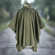 Danoz Outdoors - Army Green Portable Outdoor Camping Poncho - Can be used as Raincoat, Tarp, Ground Cover (Polyester silver coated without pockets)