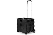 Foldable Shopping Basket Portable Folding with Wheels Grocery Cart Trolley Crate
