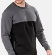 NATORI Men's Isamu Tonal Colorblock Fleece Crewneck Sweatshirt Gray Black[ L]
