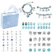 Catzon 63 Pcs Charm Bracelet Making Kit with Delicate Gift Box for Girls-Blue