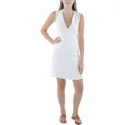 BCBGMAXAZRIA Womens White Deep V Neck Short Semi-Formal Mini Dress XXS BHFO 1102