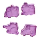4pcs/set Embossing Mold Cartoons Pattern Easy to Clean Cookie Baking Moulds