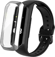 ECSEM Case intended for Samsung Galaxy Fit2 SM-R220 Full Cover with Screen Protective Case PC Material Scratch-Resistant Rechargeable (Sliver)