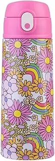 [Oasis] Stainless Steel Double Wall Insulated Kid's Drink Bottle with Sipper Straw 550 ml - Flower Power