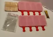 Silicone Popsicle Molds, Set of 2, for DIY Popsicle, Red Kit Sticks And Bags