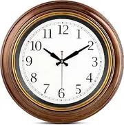 [Bernhard Products] Large Wall Clock 18" Quality Quartz Silent Non Ticking, Battery Operated for Home/Living Room/Over Fireplace, Beautiful Decorative Timeless Stylish Bronze XL Clocks, Easy to Read