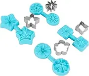 NDNCZDHC 4 Set Mini Flower Fondant Mold, Silicone and Stainless Steel Mold with 4 Cutters, Flower Polymer Clay Mold for Baking DIY