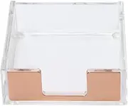 MultiBey Sticky Notes Memo Pad Holder Dispenser Rose Gold with Clear Desk Supplies Organizer Accessories for Office Home Schools (Rose Gold)