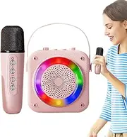 Karaoke Machine | Microphone and Speaker Set | Outdoor LED Lights, Wireless Mics and Karaoke Speaker for Camping, Birthday, Parties, Home, Picnic, Wedding