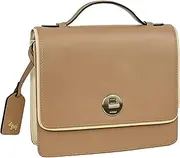 [Radley of London] Radley Oakworth Road Small Leather Flapover Crossbody Bag in Tan and Cream, Tan, S