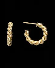 14K Italian Gold Twisted Half Hoops