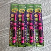 GUM Crayola Toothbrushes Purple Green Suction Cup Base ultra Soft Bristles lot 4
