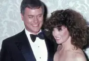 Larry Hagman & Linda Gray at the Golden Globe Awards at the - 1981 Old Photo