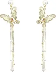 [EIYIELX] Clip Earrings Long Tassel Clip On Earrings