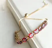 1.50ct Natural Oval Garnet Bracelet for women in sterling Silver.