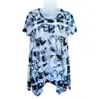 Chelsea & Theodore Womens Size Small Shark Bite Short Sleeve Top NWT