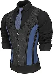 [HUAMYTH] Men Corset Vest Lace Up Bones Vintage Dress Waistcoat Tight Fitting Formal Tops Party Stage Waist Trainer