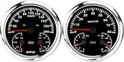 ELING 110mm GPS Speedometer 0-200KM/H with 0-8000RPM Tachometer Fuel Level 0-10Bar Oil Pressure Water Temp Voltmeter with Backlight for Car Racing (Black+Stainless Steel, 0-200KM/H Gauge Set)