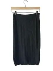 Theory Size S Black Open Knit Lined Pull on Stretch Waist Pencil Skirt