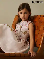 Reiss Pink Print Rhiane 9-13 yrs Floral Print Scuba Pleated Dress (E86176) | $125