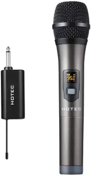 Hotec UHF Wireless Dynamic Handheld Microphone with Rechargeable 1/4” Output Mini Portable Receiver for Live Performance Over PA, Mixer, Speaker (H-U0