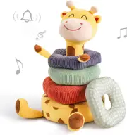 Plush Stacking Rattles Baby Toy - Montessori Stacker for 3-18 Months