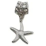 Star Fish Dangle with Crystals Charm European Bead Compatible for Most European