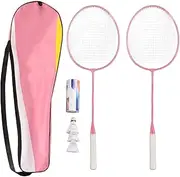 Baxnore K1134 Badminton Racket Set, Iron Alloy Nylon Badminton Racquet, Comfortable Grip Badminton Racquet Set with Storage Bucket Bag for Sports