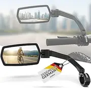 WITTKOP Bicycle Mirror, Large HD Field of View, 360° Rotatable & Foldable, Mounting Top and Below, Shatterproof & Durable, Convex Rear View Mirror for Bicycle, E-Bike (Set (L + R))