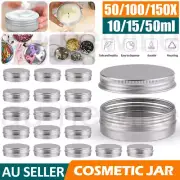 50-200pcs Aluminium Empty Cosmetic Pot Lip Balm Jar Tin Container Silver Box OZ