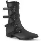 WARLOCK-110-B Block Heel Pointed Toe Mid-Calf Boot with Side Zip