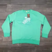 LEVIS SilverTab Crewneck Graphic Sweatshirt Mens LARGE Teal Green Globe