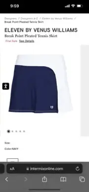 ELEVEN BY VENUS WILLIAMS Break Point Pleated Tennis Size M