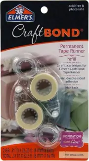 Elmer’s CraftBond Permanent Tape Runner Refills, Clear, Double Sided, 26-1/4’...