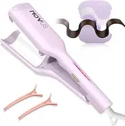 NOVUS Curling Iron Hair Crimper Waver - 1.25 Inch Anti-Scald Rovy Waves Curling Wand, Ionic Deep Waver Hair Curler Tool with Ceramic 2 Barrel for All Hair Types, Auto Shutdown Protection