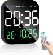 Digital Wall Clock,Large Screen Indoor Temperature & Digital Clock with