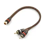 1 Female to 2 Male OFC Twisted Pair RCA Y-Adapter Cable Home or Car
