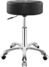 Rolling Adjustable Stool for Work Medical Tattoo Salon Office,Heavy Duty Esthetician Hydraulic Chair Stool with Wheels (Black)