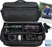 Extra Large Soft Padded Camcorder Equipment Bag / Case For Nikon D3000, D3100, D3200, D3300, D5000, D5100, D5200, D5500, D7000, D7100, D7200, D600, D610, D700, D800, D90 DSLR and More Models + Microfiber Cloth