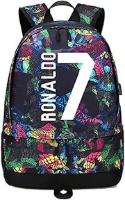 Soccer Player Star Luminous Multifunction Backpack Cristiano Ronaldo Luminous Ball Storage Backpack Sports Equipment Depositary Multifunctional Student Bookbag for Men Women,9