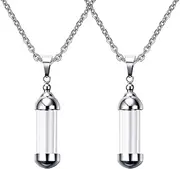 Sharplace Stainless Steel Clear Cylinder Cremation Urn Necklace Openable Container Memorial Pendant Necklace Jewelry for Women & Men