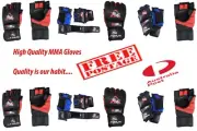 MMA Leather Boxing Gloves Sparring Kick Thai Gym Punching Bag Half Mitt