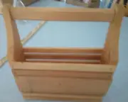 13" Wood Hanging Wall Storage Flat Basket Organizer Natural Decor Letter Flowers