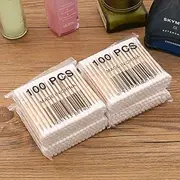 100pcs Wood Stick Cotton Swab Applicator Q-tip Double Wooden Handle Sturdy - White